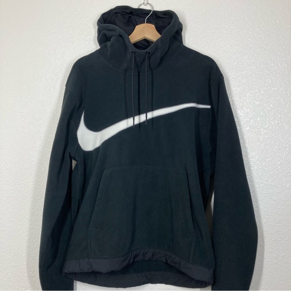 Nike Club Fleece Winterized Pullover Hoodie Mens M Black Lightweight - Picture 4 of 16